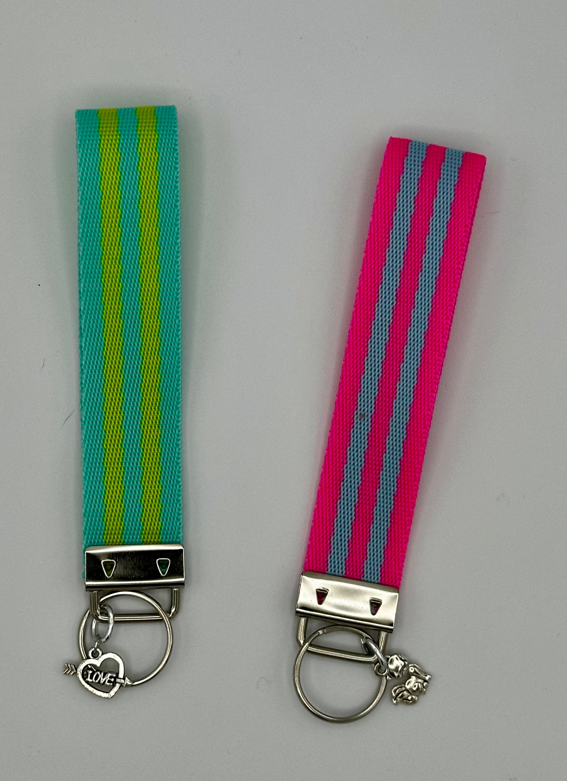 Striped Webbing Keychain Wristlet